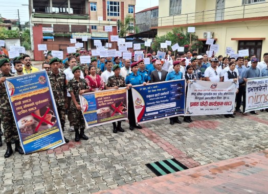 लागु ‍औषध दुरुपयोग तथा अबैध ओसारपसार विरुद्धको अन्तराष्ट्रिय दिवस जुन २६ को अवसरमा भएको प्रभातफेरी कार्यक्रम।